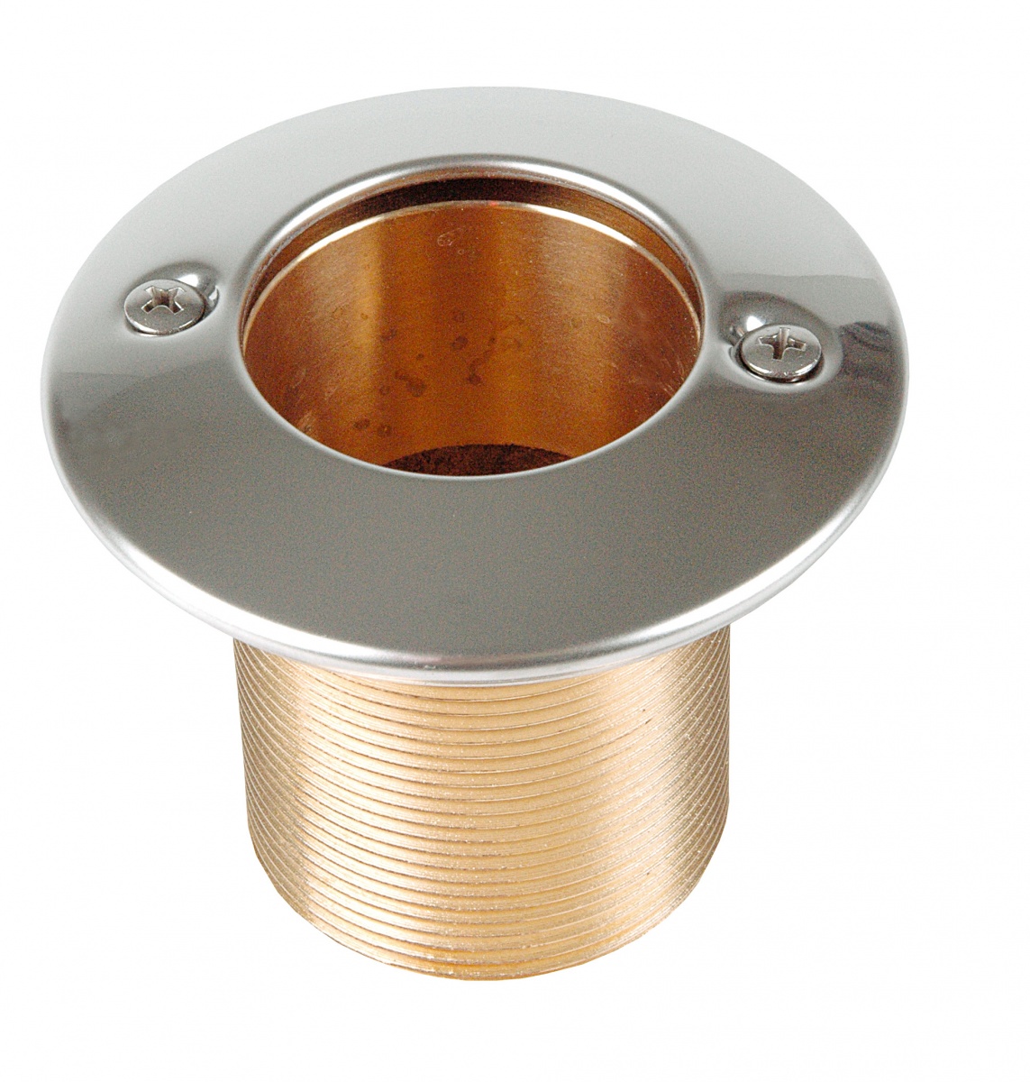 Buse d'aspiration complète avec face Inox 316L, corps laiton ou bronze G2 ext. longueur 70 mm, pour piscine carrelée ou préfabriquée