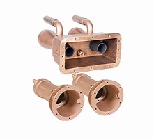 Pièces à sceller EVOLUTION pour bassin béton carrelé ou liner, en laiton rouge réf. 8350050, en bronze réf. 8350051