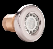 Projecteur subaquatique VitaLight® 12V AC LED MR16, corps laiton ou bronze avec contre-écrou G1 1/2, enjoliveur inox ø 85 mm