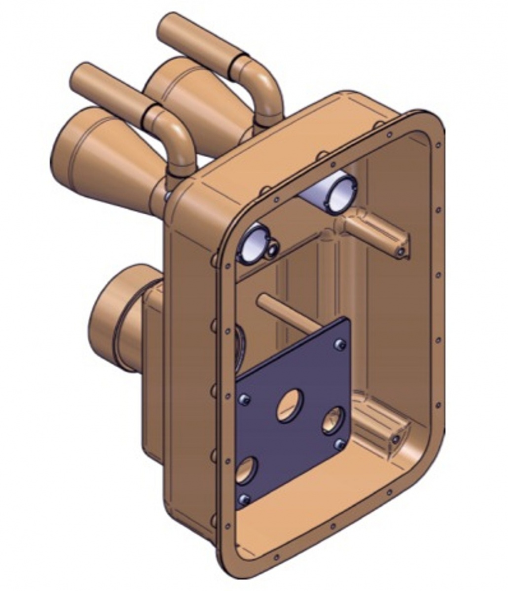 Pièces à sceller pour NCC ESSENCE, 378,4 x 258,9 x 240 mm avec pas de vis G2 interne côté pression et G21/2 interne côté aspiration, pour bassin carrelé ou liner 