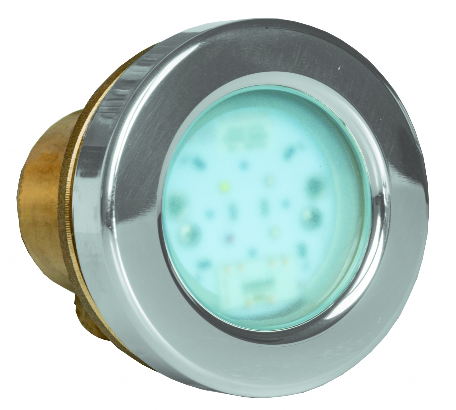 Projecteur subaquatique VitaLight® 4.4 POWER-LED 3.0 24V corps laiton ou bronze, enjoliveur inox ø 72 mmn avec contre-écrou G1 ½.