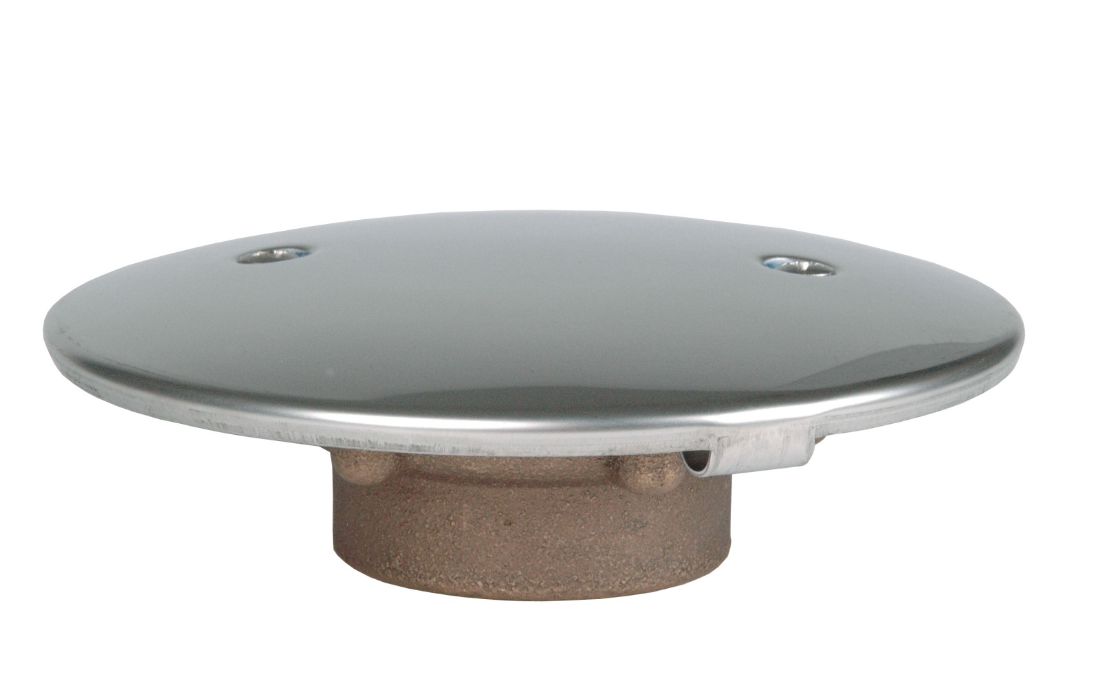 Bonde de fond droite en laiton ou bronze avec couvercle inox anti vortex Ø 168 mm, sortie G2 interne pour piscine carrelée ou liner