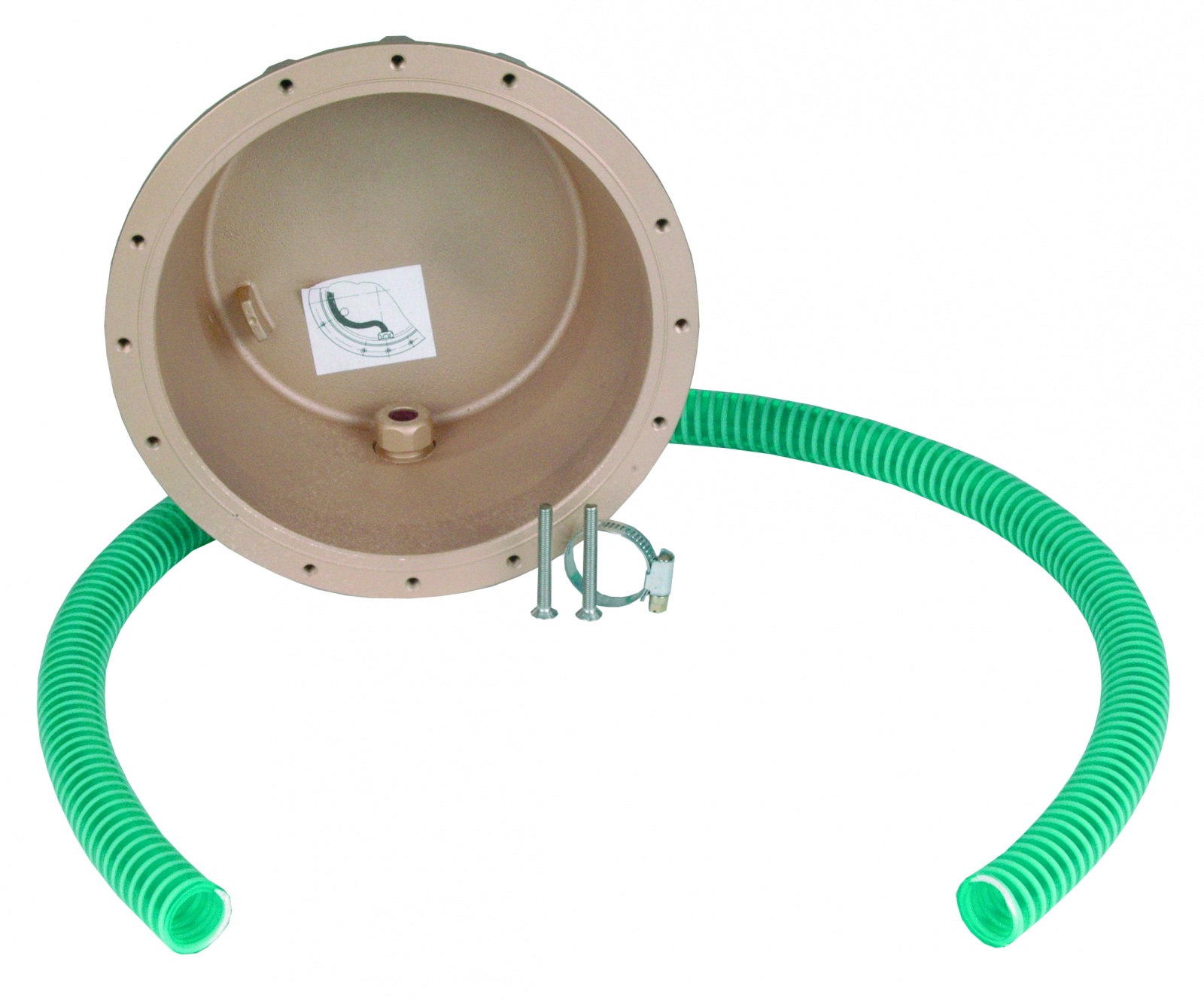Boitier d’encastrement en laiton ou bronze pour projecteur et haut-parleur subaquatique ø 270 mm, pour bassin carrelé ou liner