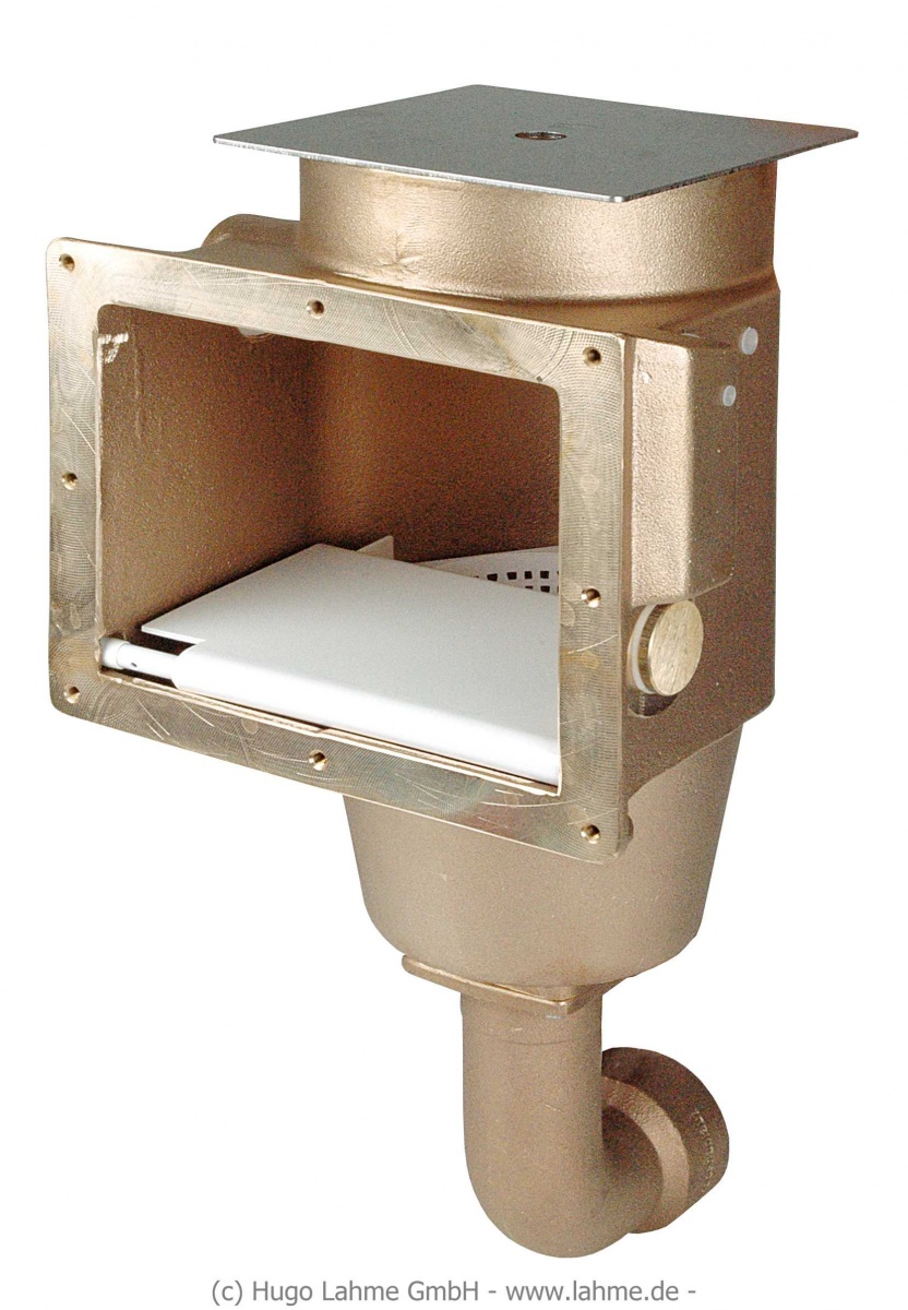 Skimmer 1262020 , profondeur d'installation 240 mm, cadre inox, corps laiton ou bronze avec collecteur d’aspiration simple