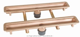 Pièces à sceller pour assise à bulle longue (482 mm) à 2 éléments, en laiton rouge, avec réducteur PVC