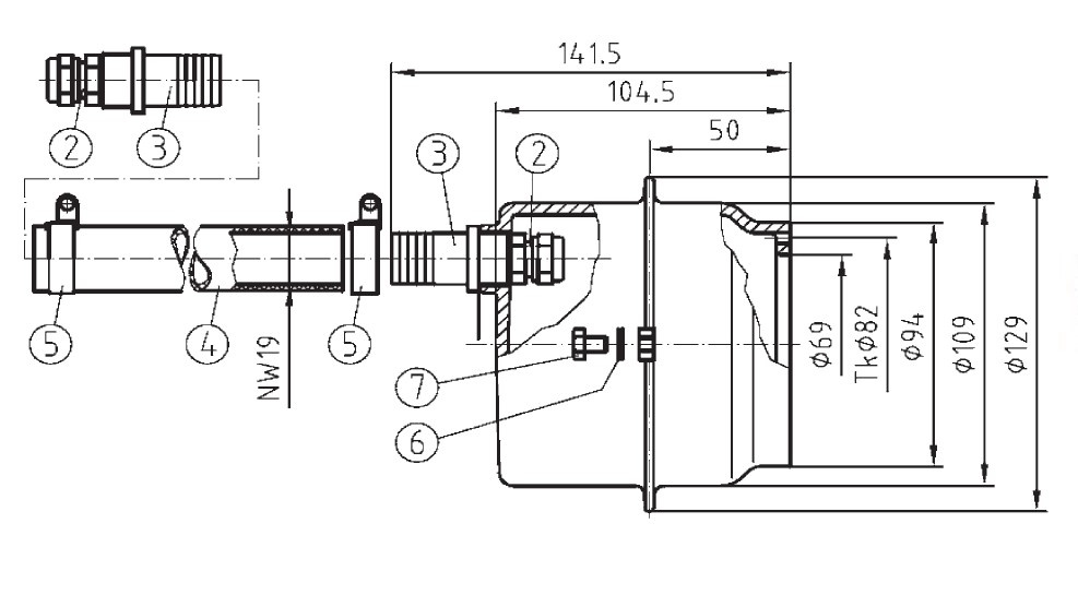 plan Niche en laiton ou bronze projecteur ø 110 mm pour bassin carrelé ou liner