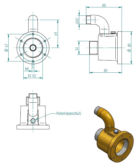 plan Pièce à sceller courte côté pression, pour système de massage, 80 mm, pour piscines carrelées et à liner