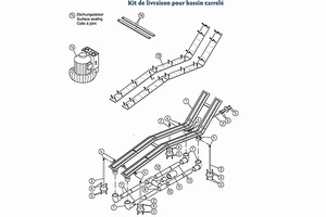 plan Banquette à bulles 3 éléments pour piscine carrelée. Kit complet (sauf pièces à sceller).