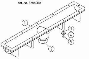 plan Pièces à sceller pour assise à bulle longue (482 mm) à 1 élément, en laiton rouge, avec réducteur PVC