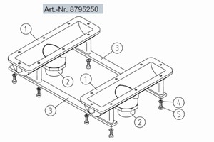 plan Pièces à sceller pour assise à bulle courte (240 mm) à 2 éléments, en laiton rouge, avec réducteur PVC