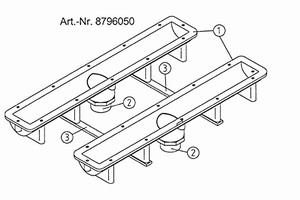 plan Pièces à sceller pour assise à bulle longue (482 mm) à 2 éléments, en laiton rouge, avec réducteur PVC