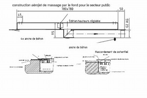 plan Fond à bulles BS 75 Q (750 x 750 mm) pour piscines carrelées, kit complet avec pièces à sceller.