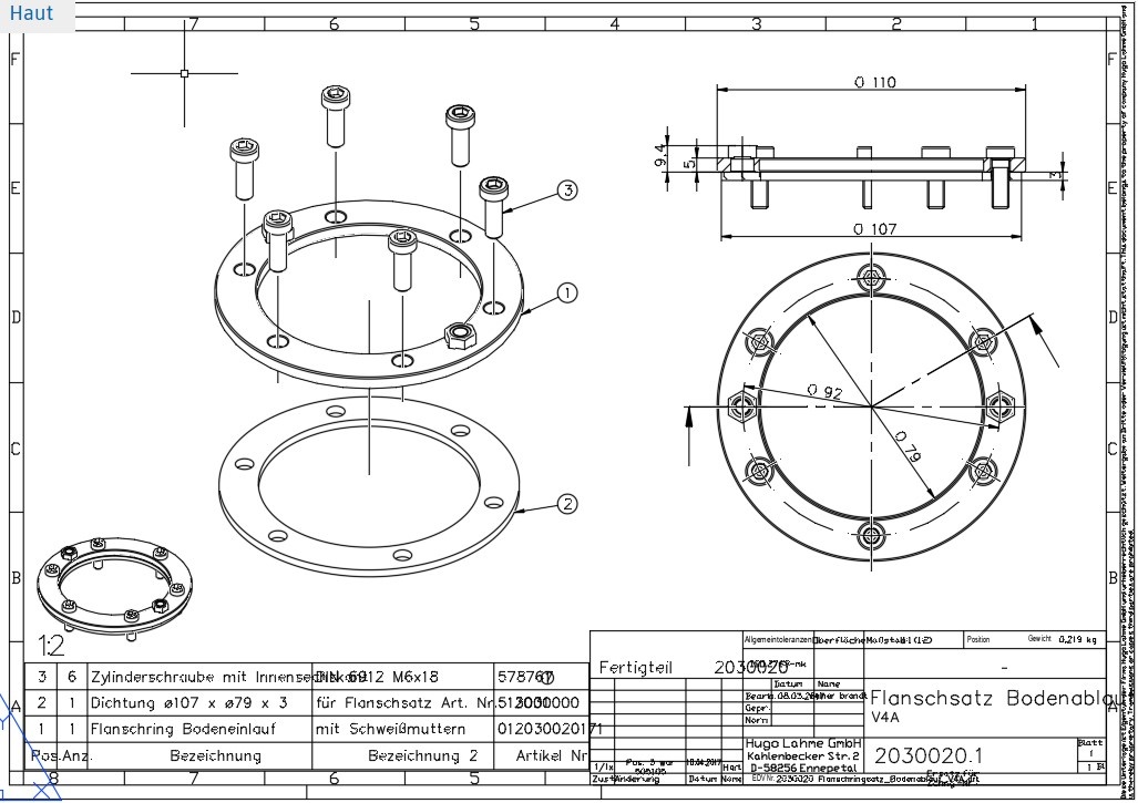 plan Kit de bride inox joint et vis pour piscine à liner, pour bondes de fond 2026020, 2005020, 2015020