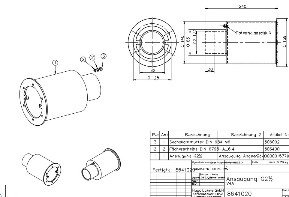 plan Pièce à souder ou sceller 100% INOX de crépine d'aspiration pour système de massage pour piscines inox