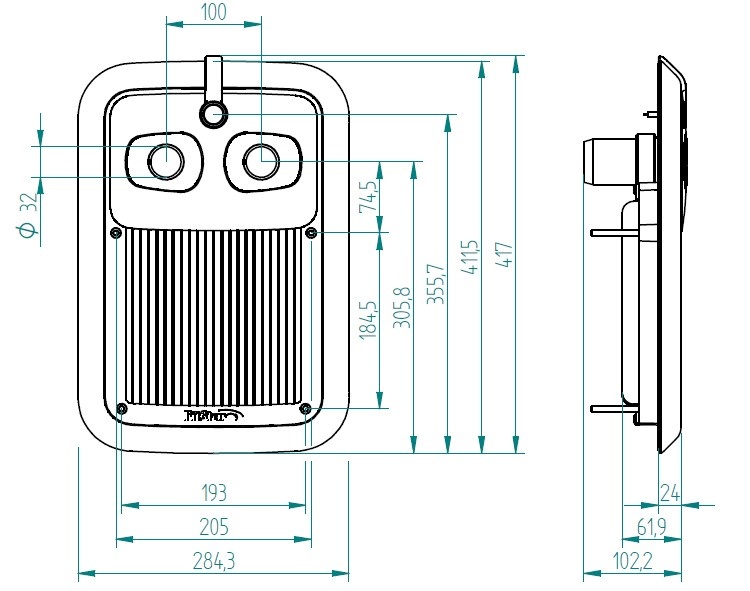 plan Kit complet de façade et raccordements de nage à contre-courant inox ESSENCE