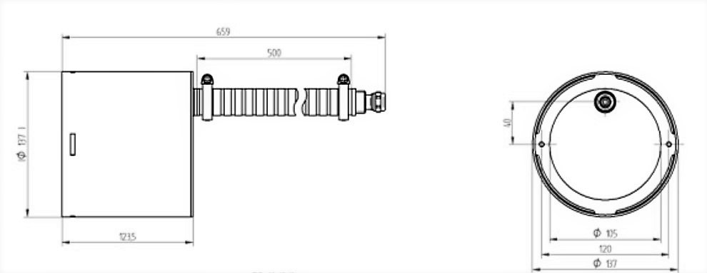 plan Boitiers d’encastrement en inox 316L à souder, pour projecteur subaquatique ø 146 mm, pour bassin inox. 