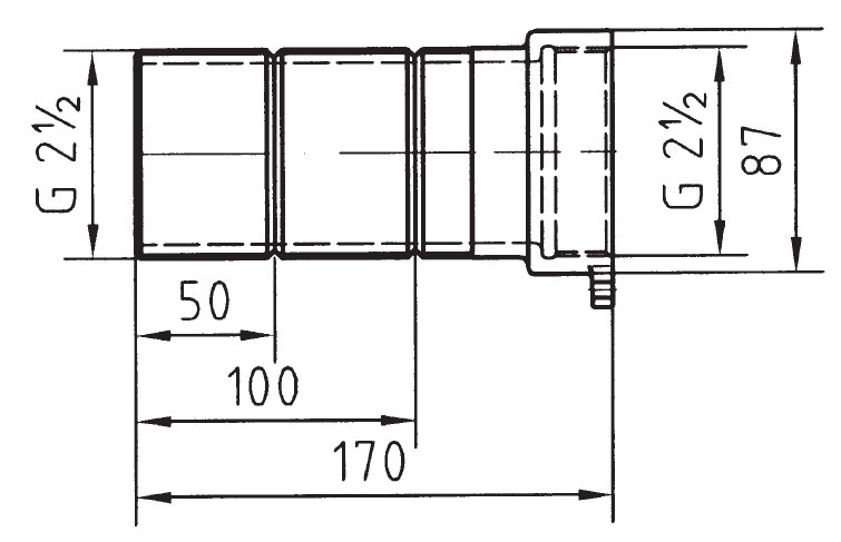 plan Kit d'extension 170 mm pour pièces à sceller de NCC Taïfun et Taïfun-Duo, G2½ interne et externe