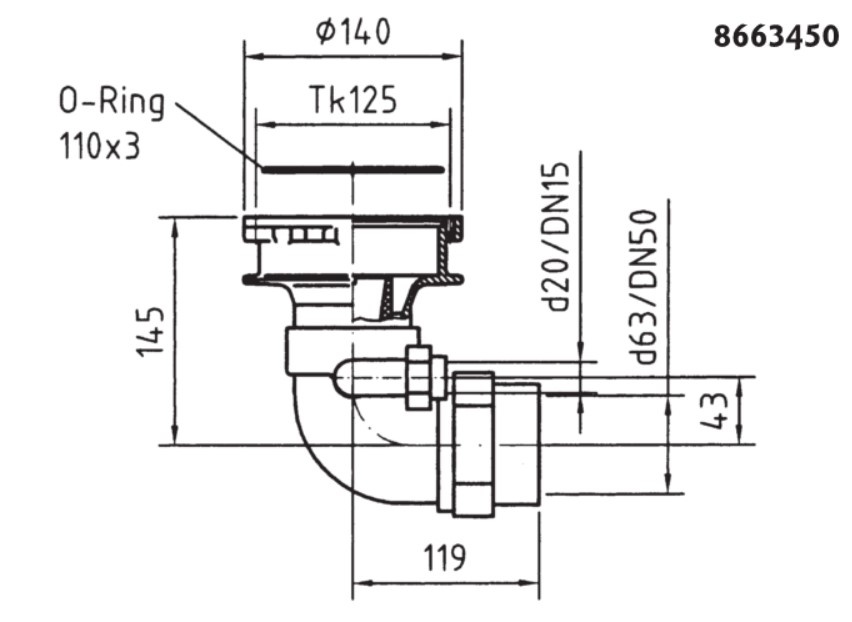 plan Pièce à sceller de buse de massage de fond coudée à 90° avec injecteur