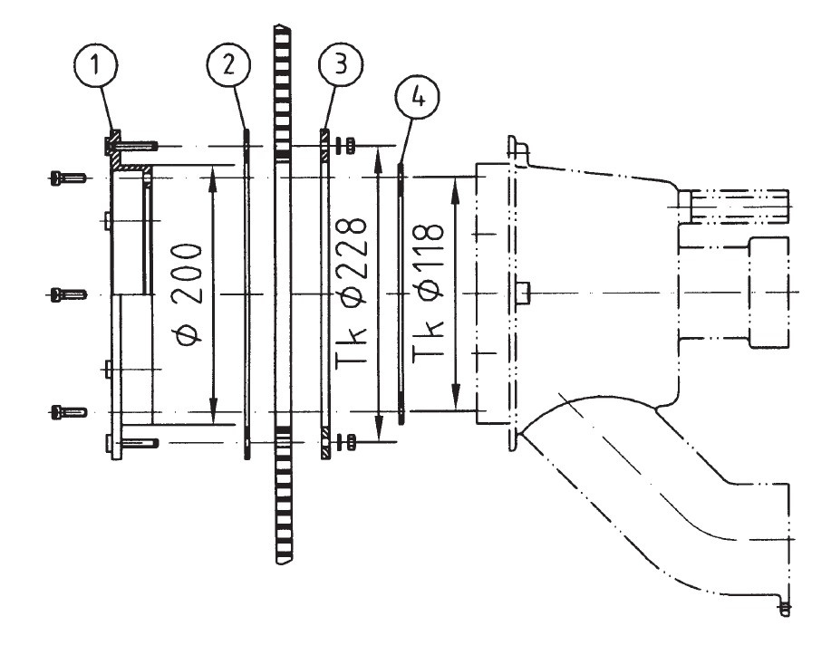 plan Jeu de bride contre-bride goujons et joints pour toute NCC Taïfun, Taïfun Compacte et Taïfun-duo pour bassin préfabriqué.