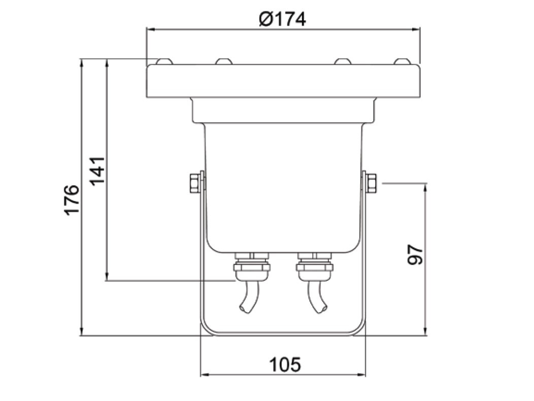 plan Projecteurs LED LAKE inox sur étrier inox