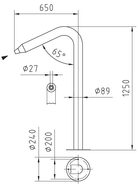 plan Canon à eau à jet droit. Ensemble complet avec pompe et crépine d'aspiration (sauf pièce à sceller et contacteur).