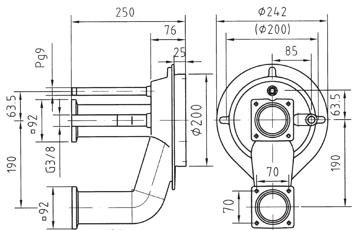 plan Pièces à sceller pour NCC Taifun Compacte, 250 mm, piscines carrelées et liner, Flasques à visser en entrée et sortie