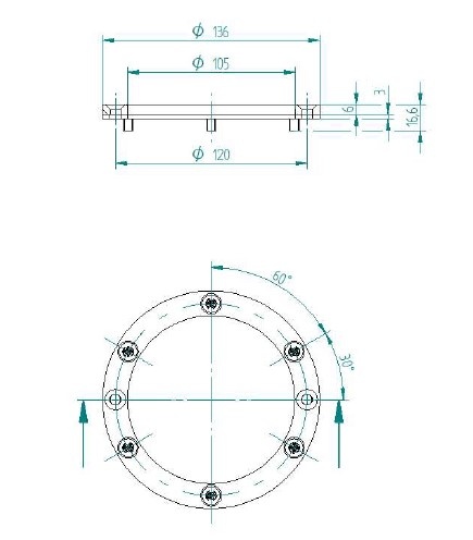 plan Bride inox Ø 136 mm pour niche INOX 4267020 pour projecteur subaquatique ø 146 mm, pour bassin membrane ou liner