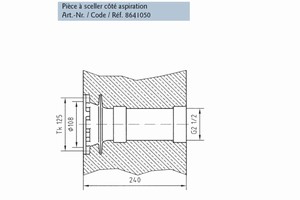 plan Pièces à sceller côté aspiration pour tout type de douche-cascade, lame d'eau, canon à eau