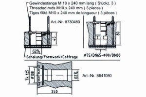 plan Kit de pièces à sceller (aspiration et pression)  pour piscines carrelées et liner