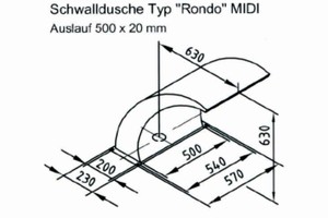 plan Douche cascade Inox RONDO MIDI