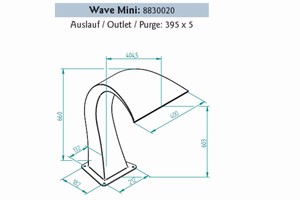 plan Douche cascade Inox WAVE MINI