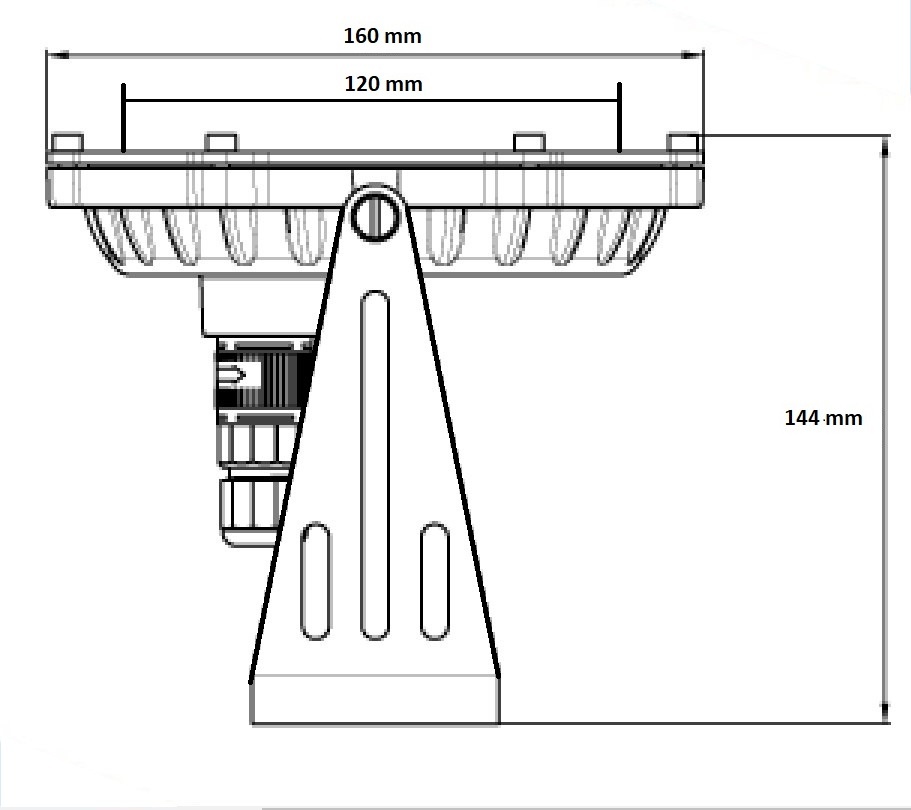 plan Projecteurs LED OCEAN 20W et 36W inox laiton sur étrier inox