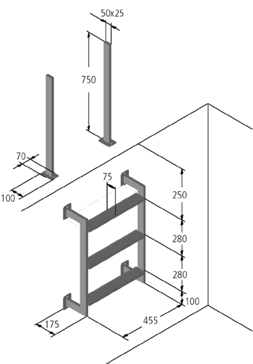 plan Echelle Model 12.3 KLASSIK 50x25 inox 316L