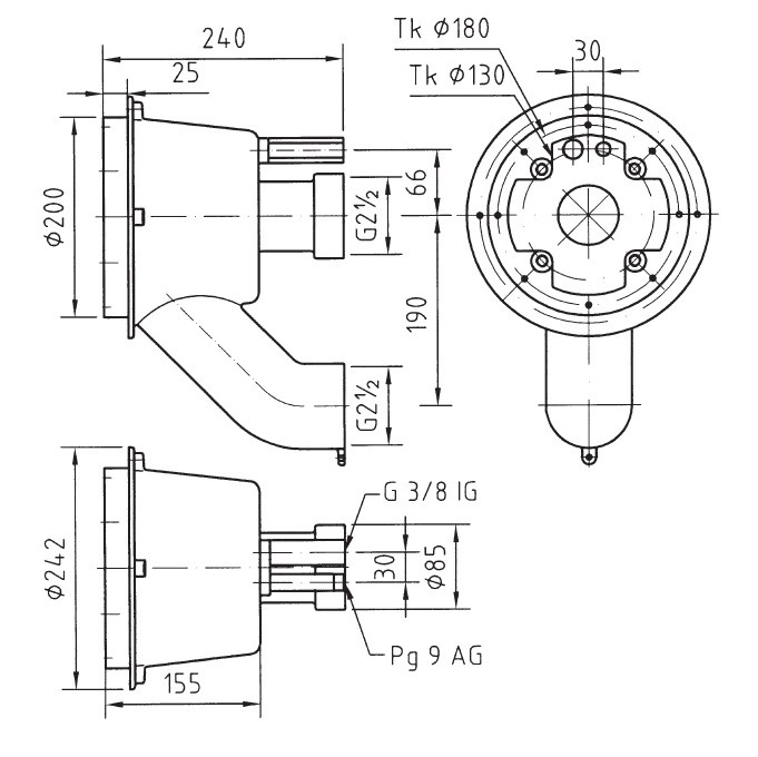 plan Pièces à sceller pour NCC Taifun-Duo, 240 mm, piscines carrelées et liner, G2 1/2 interne en entrée et sortie