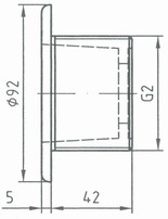 plan Buse d'aspiration plate 100% inox 316L - G2 ext. longueur 40 mm, pour piscine carrelée ou préfabriquée