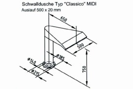 plan Douche cascade Inox CLASSICO MIDI