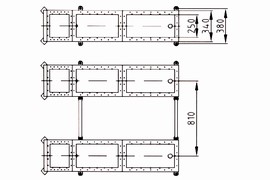 plan Pièces à sceller en INOX 316L pour 1 banquette à bulles pour piscine liner